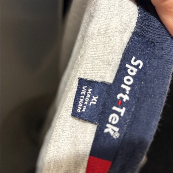 Sport-Tek Men's Gray and Blue Raglan Tee - Picture 2 of 4